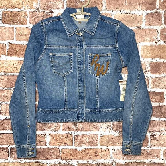 NWT ROCAWEAR Women's Denim Long Sleeve Jacket - Size Medium R98003X Logo - Picture 1 of 13